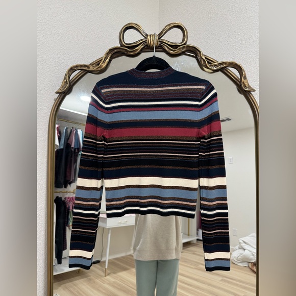 Brand new Veronica Beard Palmas Striped Metallic Sweater - Picture 2 of 4